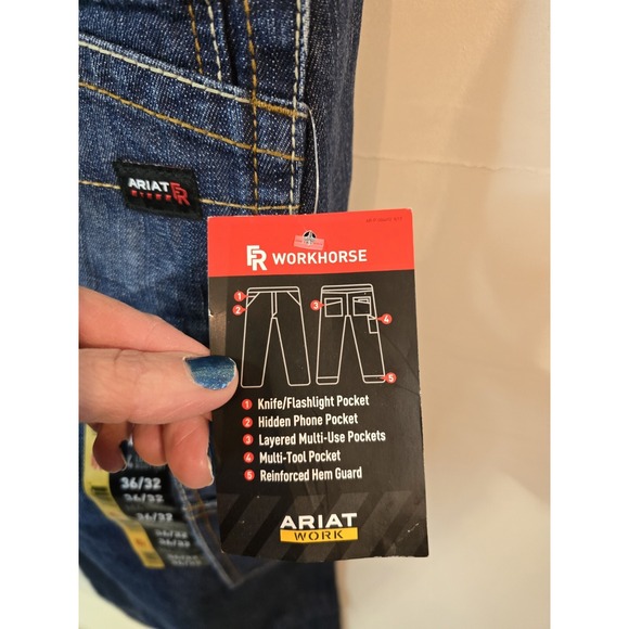 Ariat M4 Low Rise Relaxed Boot Cut Jeans 36x32 FR Flame Resistant Blue New - Picture 6 of 7